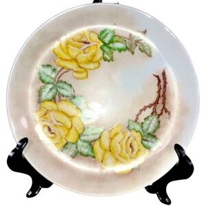Vintage Arzberg Hand Painted 1956 Yellow Roses 10” Plate Artist Signed Floral